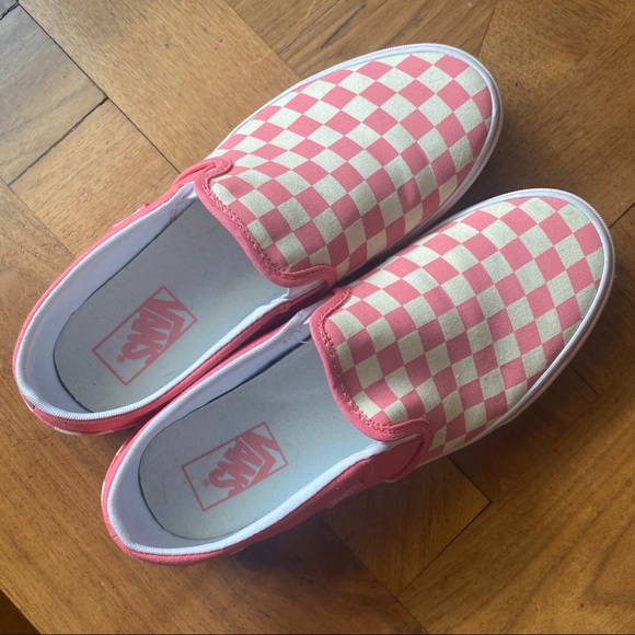 Vans Shoes - Vans Classic Canvas Slip Ons in Pink Checkerboard
